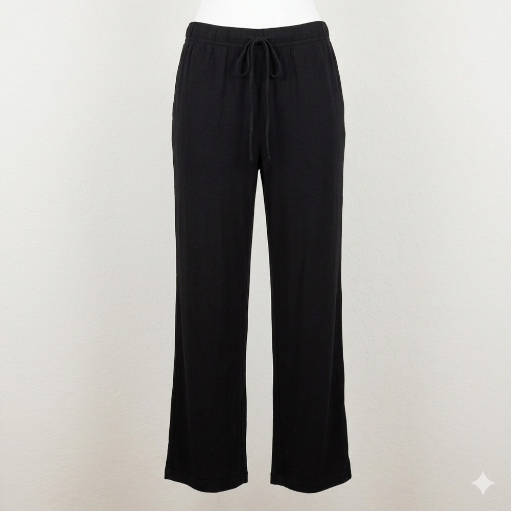 H&M Black Wide-Leg Pants - Flowy Breathable Airy Beach Trousers - Medium Petite